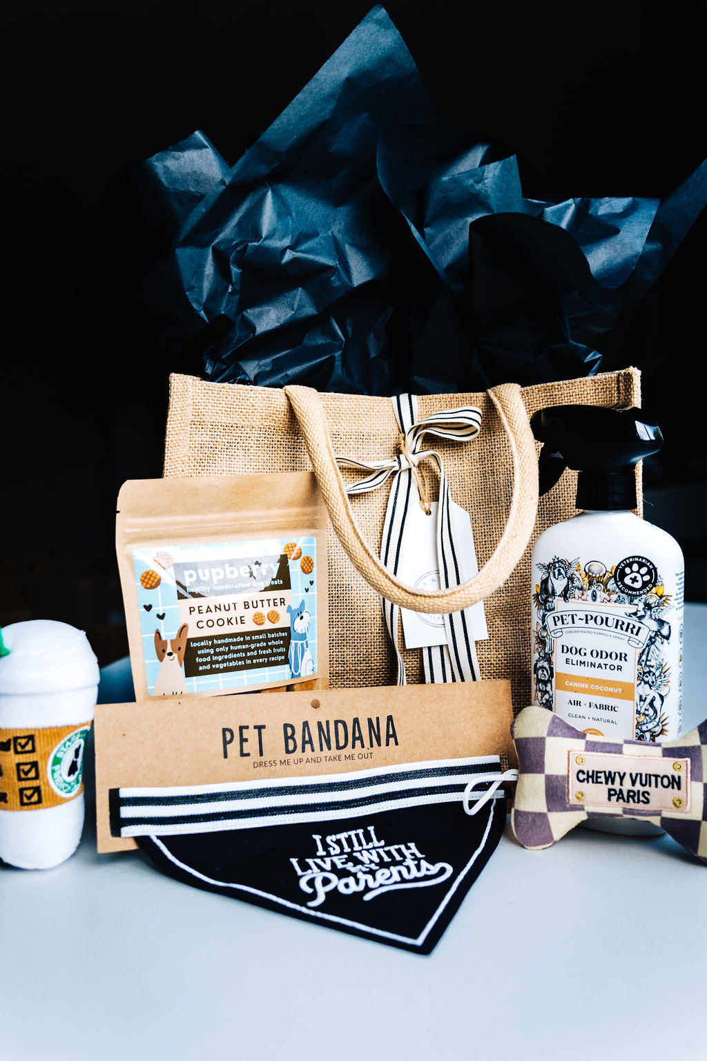 Playful dog gift set for small/mini dogs, perfect for birthdays, gotcha days, and new pet celebrations
