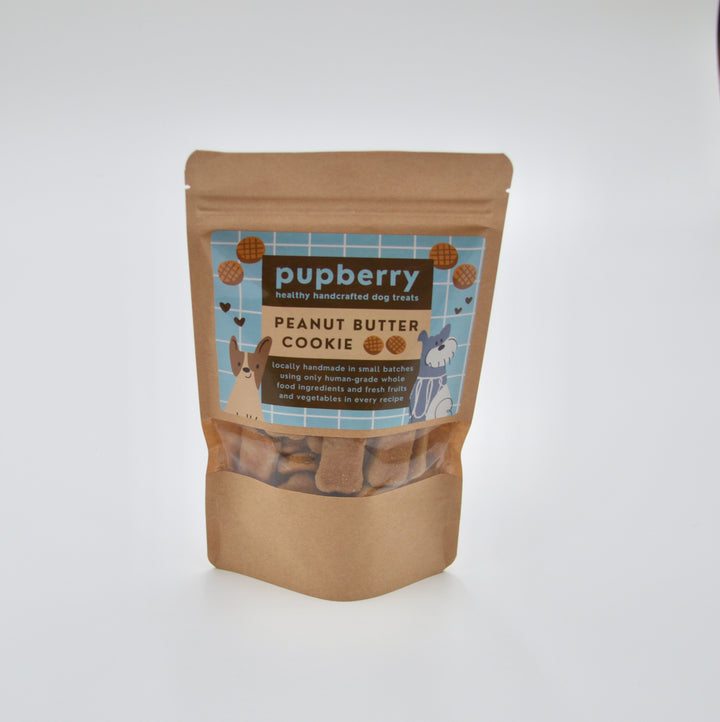 Packaged 'pupberry' peanut butter dog treats, part of the Basic Doggy Bag gift set