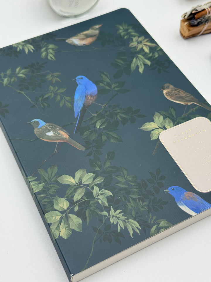 Nature-inspired Midnight Bird journal with blue bird design included in Lavender Dusk Gift Box