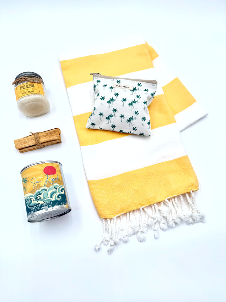 White palm print zippered pouch variation for Jupiter Beach Box