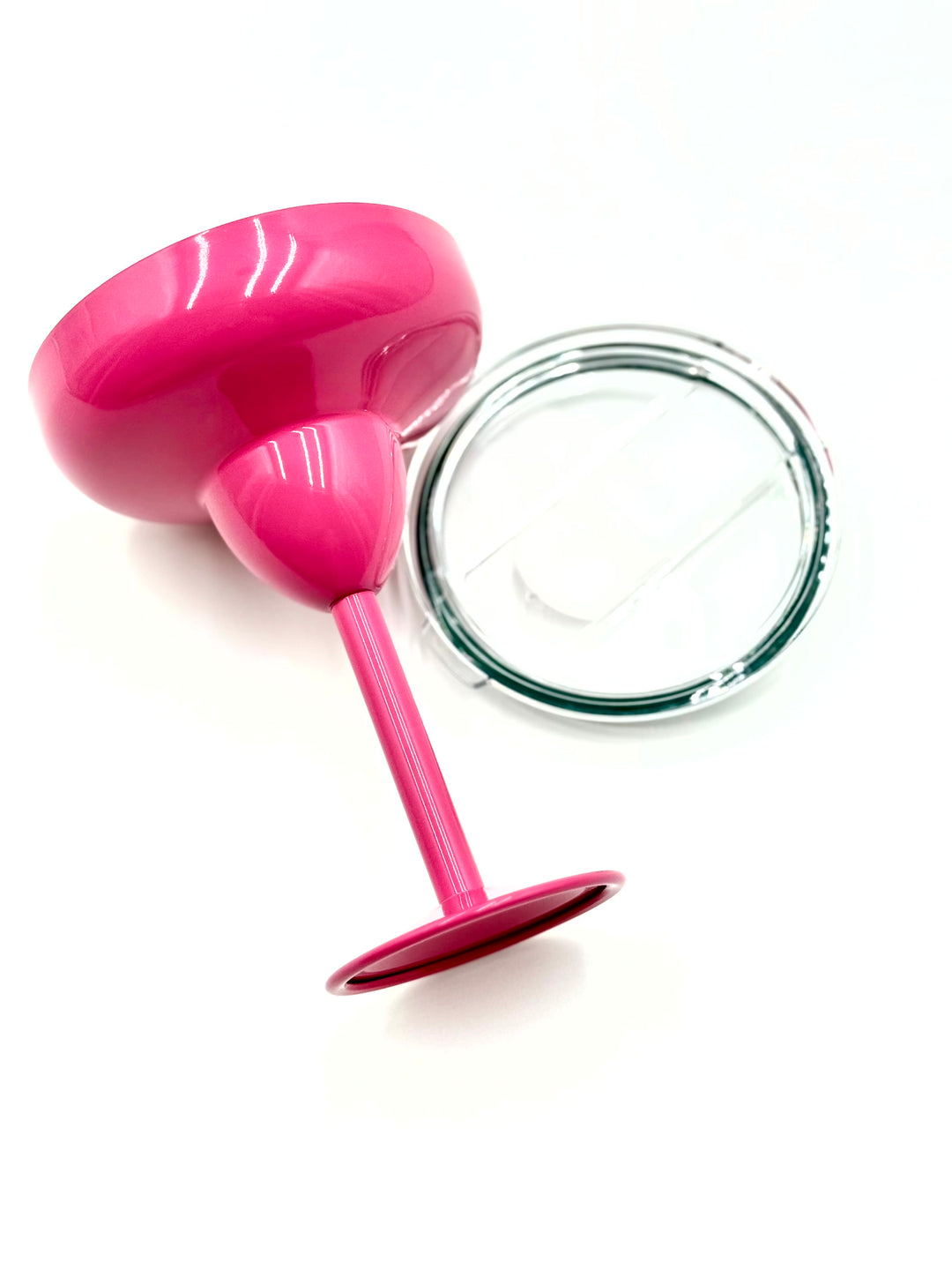 Hot pink stainless steel margarita glass with clear lid – perfect for post-match drinks