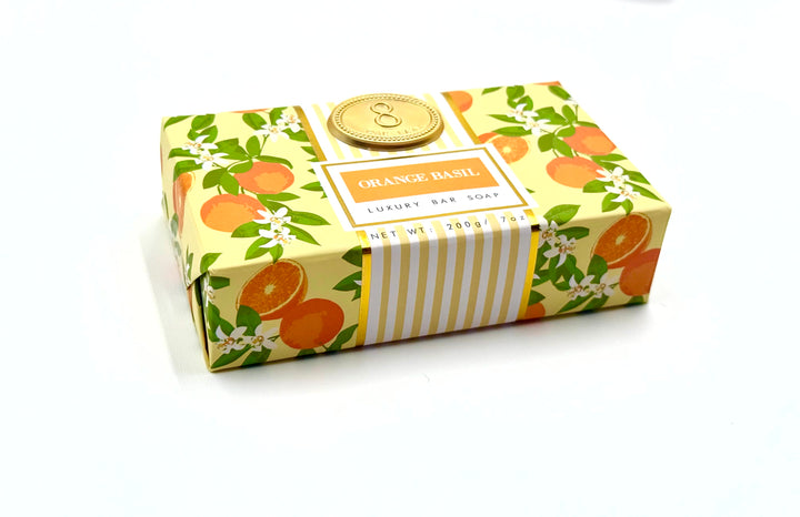 orange basil soap with citrus-themed packaging for cozy kitchen refresh