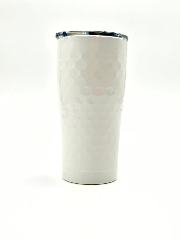 White 20 oz dimpled golf tumbler from SIC Cups included in Fore Her women’s golf gift box